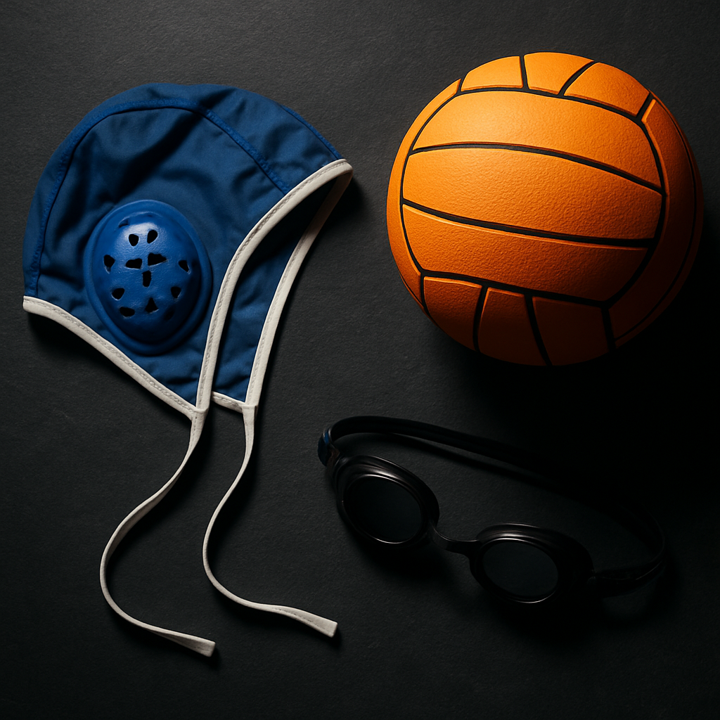 Attrezzatura da pallanuoto — cuffia, palla e accessori